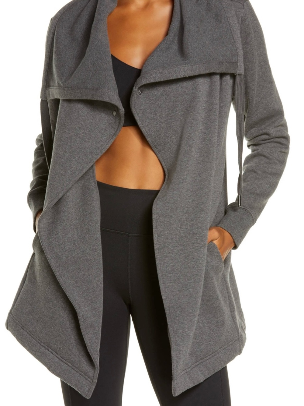 ZELLA Gray Draped Open-Front Jacket